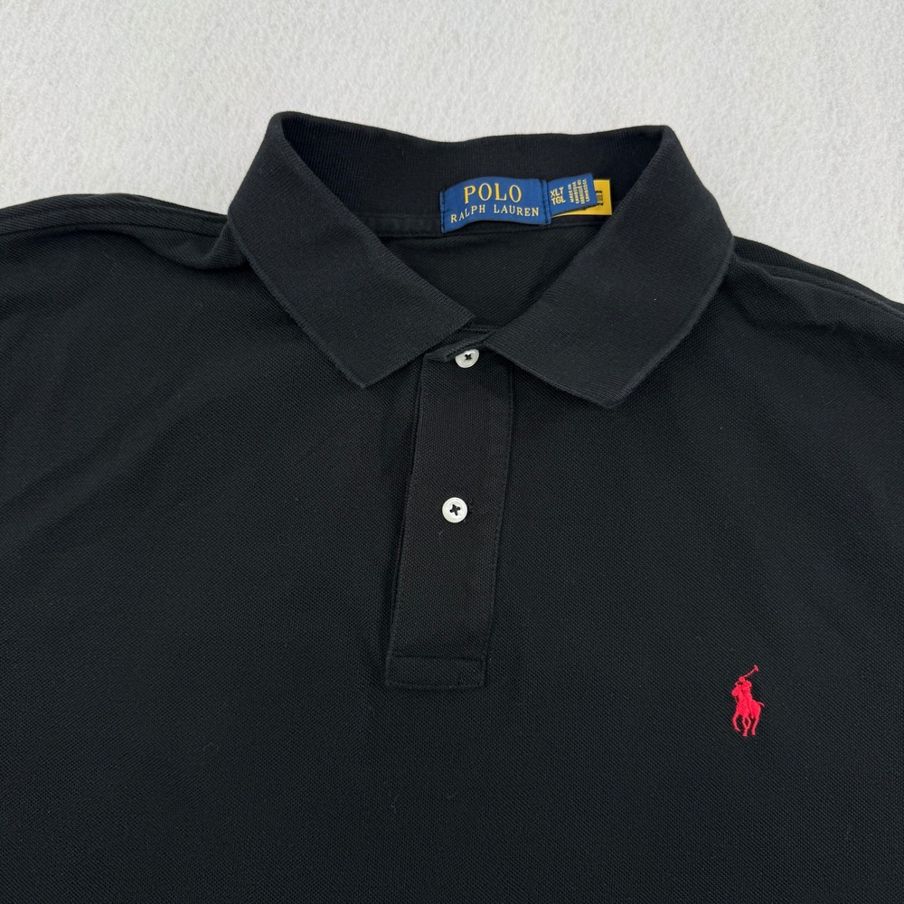 Polo Ralph Lauren Mens XLT Short Sleeve Pique Polo Black Preppy Big & Tall